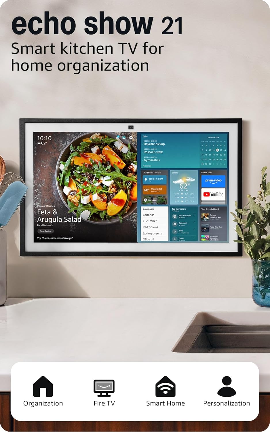 AMAZON ECHO SHOW 21" 1RA GEN SMART DISPLAY FIRE TV CHARCOAL